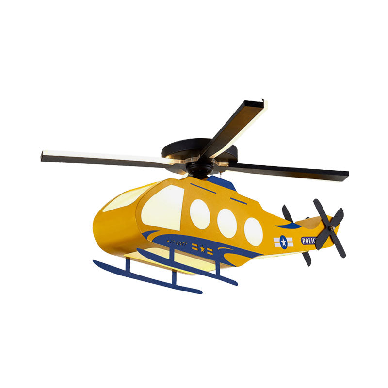 Yellow Helicopter Shape Flush Lamp Fixture Cartoon LED Metal Semi Flush Mount Light Fixture Clearhalo 'Ceiling Lights' 'Close To Ceiling Lights' 'Close to ceiling' 'Semi-flushmount' Lighting' 1195189