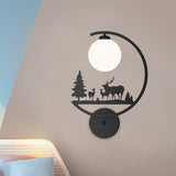 Animals Metallic Wall Sconce Lighting Nordic Single White/Black Finish Wall Lamp with C-Arm Clearhalo 'Wall Lamps & Sconces' 'Wall Lights' Lighting' 1195197