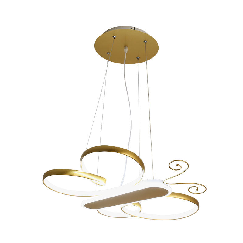 Cartoon Butterfly Frame Suspension Light Acrylic Kids Bedroom LED Chandelier Pendant Lamp in Gold/Pink Clearhalo 'Ceiling Lights' 'Chandeliers' Lighting' options 1195209