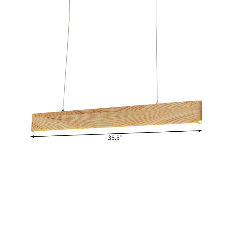 23"/35"/47" Wide Dining Room Pendant Light with Linear Wood Shade Beige LED Hanging Lamp in Warm/White Light Clearhalo 'Ceiling Lights' 'Pendant Lights' 'Pendants' Lighting' 119521