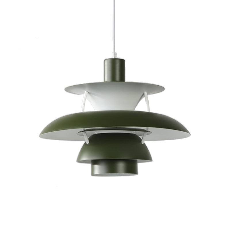 3 Layers Pendant Light with Flared Shade Macaron Style Aluminum 1 Light Black/Gray Hanging Lamp, 12"/16" Wide Clearhalo 'Ceiling Lights' 'Modern Pendants' 'Modern' 'Pendant Lights' 'Pendants' Lighting' 119526