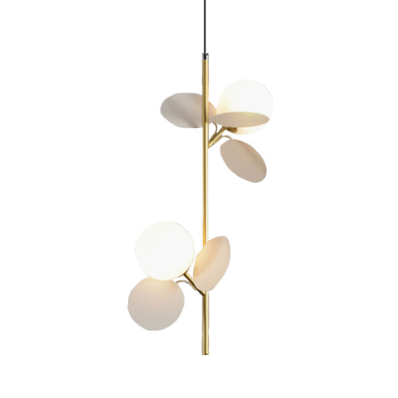 Kids Sphere Chandelier Lighting Frosted Glass 2 Heads Bedside Branch Hanging Lamp in Grey/White/Yellow and Pink Clearhalo 'Ceiling Lights' 'Chandeliers' Lighting' options 1195270