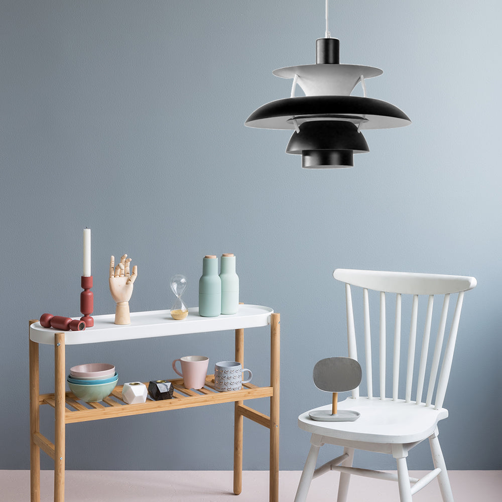 3 Layers Pendant Light with Flared Shade Macaron Style Aluminum 1 Light Black/Gray Hanging Lamp, 12"/16" Wide Clearhalo 'Ceiling Lights' 'Modern Pendants' 'Modern' 'Pendant Lights' 'Pendants' Lighting' 119528