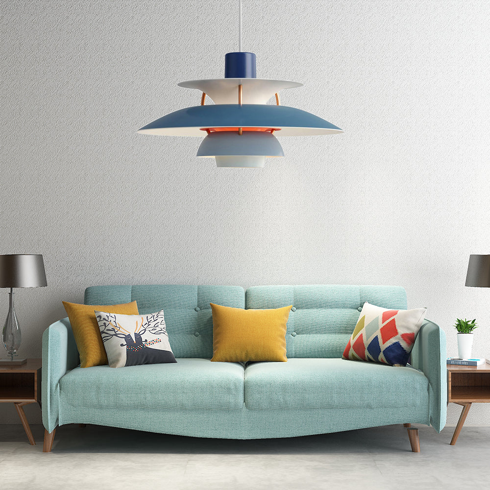 3 Layers Pendant Light with Flared Shade Macaron Style Aluminum 1 Light Black/Gray Hanging Lamp, 12"/16" Wide Clearhalo 'Ceiling Lights' 'Modern Pendants' 'Modern' 'Pendant Lights' 'Pendants' Lighting' 119532