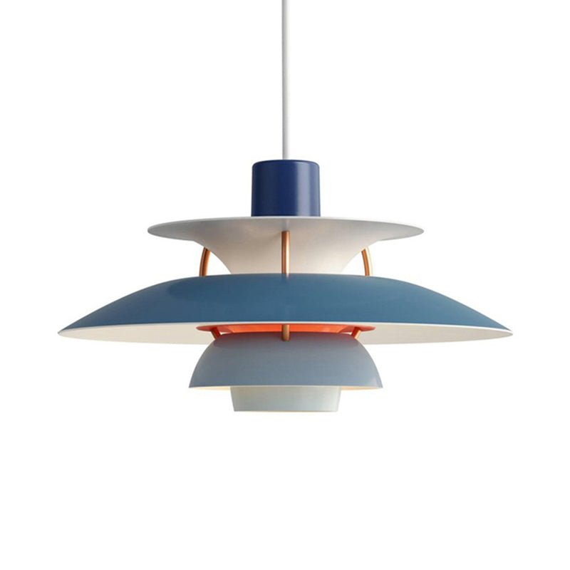 3 Layers Pendant Light with Flared Shade Macaron Style Aluminum 1 Light Black/Gray Hanging Lamp, 12"/16" Wide Clearhalo 'Ceiling Lights' 'Modern Pendants' 'Modern' 'Pendant Lights' 'Pendants' Lighting' 119534