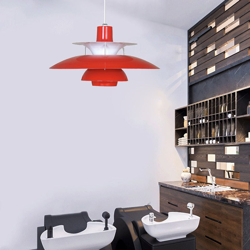 3 Layers Pendant Light with Flared Shade Macaron Style Aluminum 1 Light Black/Gray Hanging Lamp, 12"/16" Wide Clearhalo 'Ceiling Lights' 'Modern Pendants' 'Modern' 'Pendant Lights' 'Pendants' Lighting' 119543