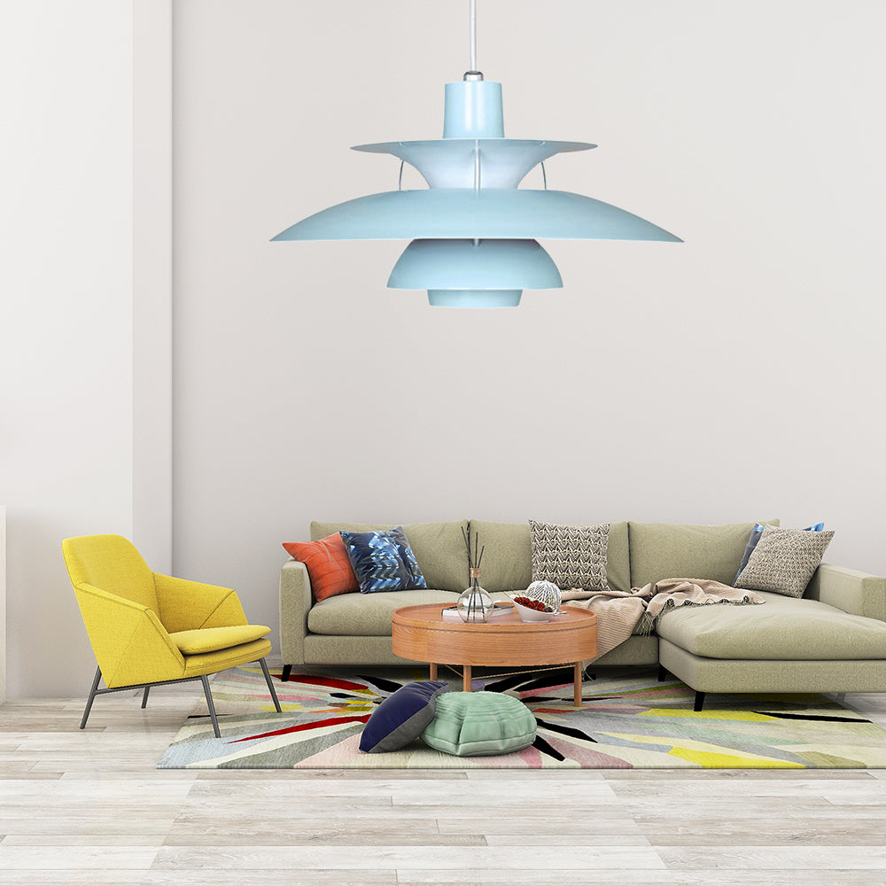 3 Layers Pendant Light with Flared Shade Macaron Style Aluminum 1 Light Black/Gray Hanging Lamp, 12"/16" Wide Clearhalo 'Ceiling Lights' 'Modern Pendants' 'Modern' 'Pendant Lights' 'Pendants' Lighting' 119553