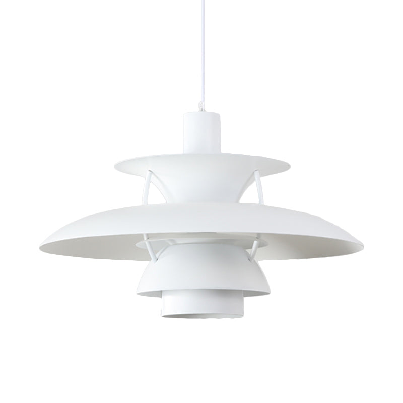 3 Layers Pendant Light with Flared Shade Macaron Style Aluminum 1 Light Black/Gray Hanging Lamp, 12"/16" Wide Clearhalo 'Ceiling Lights' 'Modern Pendants' 'Modern' 'Pendant Lights' 'Pendants' Lighting' 119570