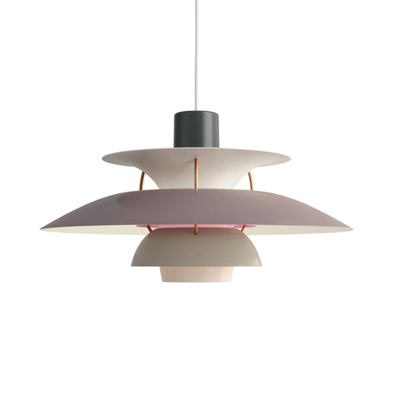 3 Layers Pendant Light with Flared Shade Macaron Style Aluminum 1 Light Black/Gray Hanging Lamp, 12"/16" Wide Clearhalo 'Ceiling Lights' 'Modern Pendants' 'Modern' 'Pendant Lights' 'Pendants' Lighting' 119582