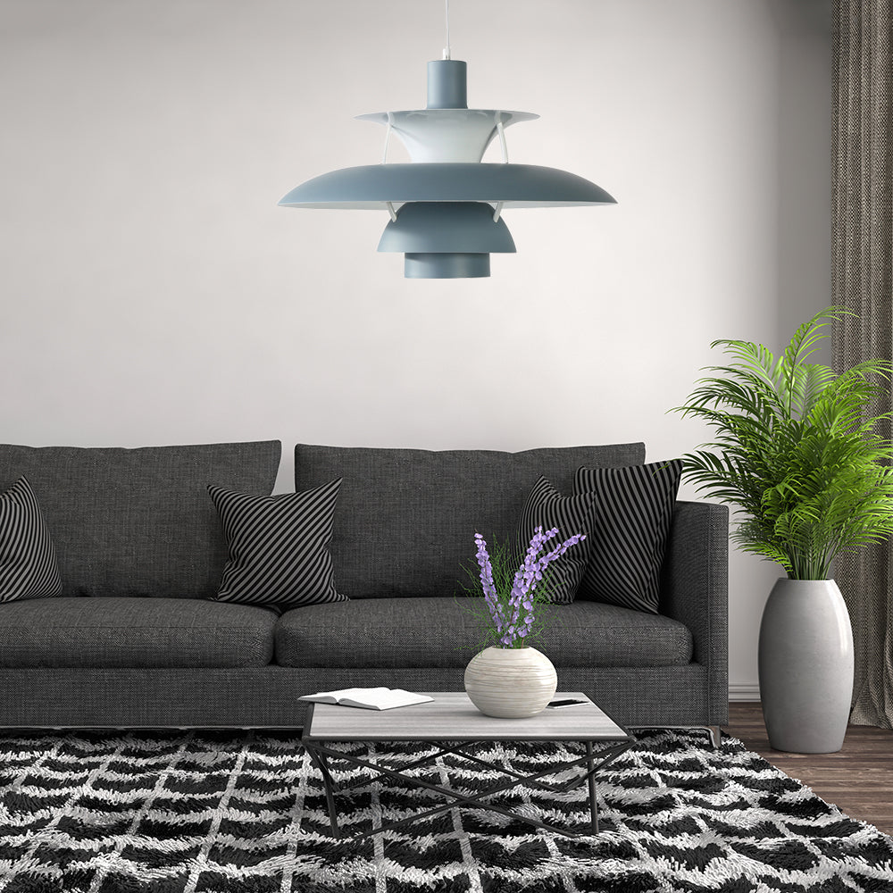 3 Layers Pendant Light with Flared Shade Macaron Style Aluminum 1 Light Black/Gray Hanging Lamp, 12"/16" Wide Grey Clearhalo 'Ceiling Lights' 'Modern Pendants' 'Modern' 'Pendant Lights' 'Pendants' Lighting' 119587