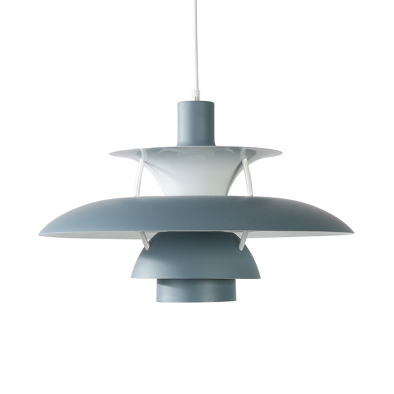 3 Layers Pendant Light with Flared Shade Macaron Style Aluminum 1 Light Black/Gray Hanging Lamp, 12"/16" Wide Clearhalo 'Ceiling Lights' 'Modern Pendants' 'Modern' 'Pendant Lights' 'Pendants' Lighting' 119590