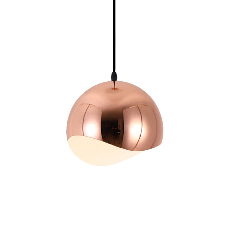1 Head Kitchen Pendant Light Fixture with Waveforms Dome Metal Shade Modern Black/Chrome Hanging Lamp, 8"/12" W Clearhalo 'Ceiling Lights' 'Modern Pendants' 'Modern' 'Pendant Lights' 'Pendants' Lighting' 119606