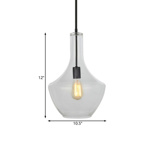 10.5"/12"/14" Wide Urn Shape Clear Glass Pendant Lamp Modernist 1 Light Black Hanging Pendant Light for Living Room Clearhalo 'Ceiling Lights' 'Glass shade' 'Glass' 'Modern Pendants' 'Modern' 'Pendant Lights' 'Pendants' Lighting' 119652