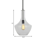 10.5"/12"/14" Wide Urn Shape Clear Glass Pendant Lamp Modernist 1 Light Black Hanging Pendant Light for Living Room Clearhalo 'Ceiling Lights' 'Glass shade' 'Glass' 'Modern Pendants' 'Modern' 'Pendant Lights' 'Pendants' Lighting' 119652