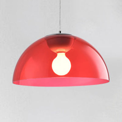 Nordic 1 Light Suspension Pendant with Acrylic Shade Red/Black/White Dome Ceiling Pendant Light Clearhalo 'Ceiling Lights' 'Modern Pendants' 'Modern' 'Pendant Lights' 'Pendants' Lighting' 119666