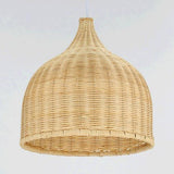 Hand Knitted Bamboo Domed Hanging Pendant Farmhouse One Light Suspension Lamp in Beige Clearhalo 'Ceiling Lights' 'Pendant Lights' 'Pendants' Lighting' 119694