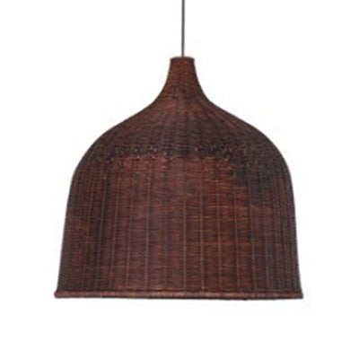 Brown Dome Shade Pendant Light Rustic Style Bamboo Single Head Drop Light for Restaurant Brown Clearhalo 'Ceiling Lights' 'Pendant Lights' 'Pendants' Lighting' 119695_1a3b51bc-2d29-416b-8ffe-9373408fb39a