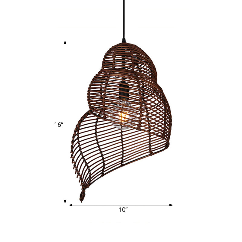 Rattan Conch Shaped Pendant Lamp Rustic Single Head Drop Light for Restaurant Dining Room Clearhalo 'Ceiling Lights' 'Pendant Lights' 'Pendants' Lighting' 119718