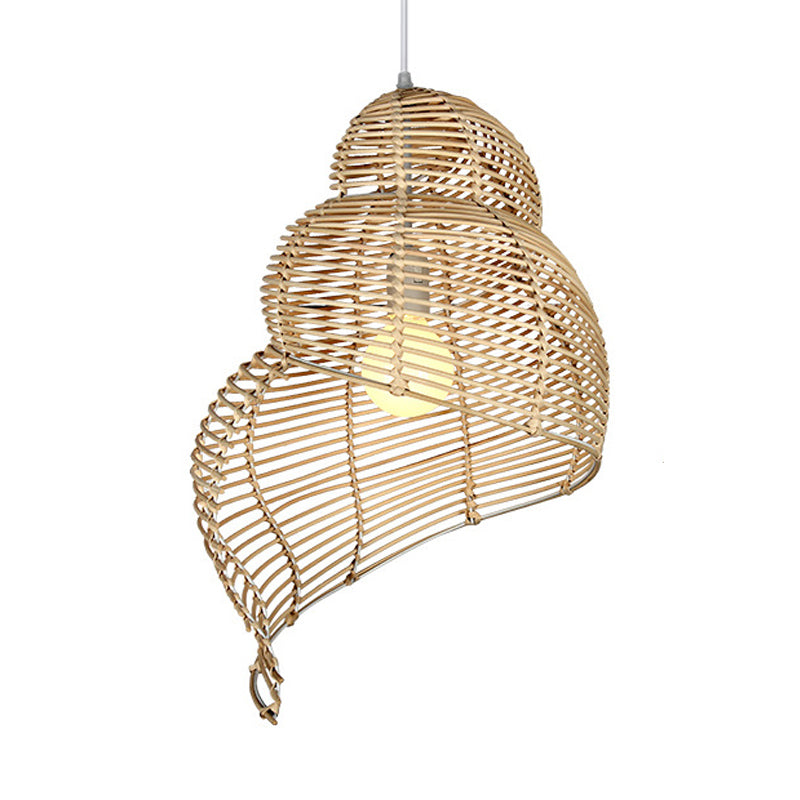 Rattan Conch Shaped Pendant Lamp Rustic Single Head Drop Light for Restaurant Dining Room Clearhalo 'Ceiling Lights' 'Pendant Lights' 'Pendants' Lighting' 119724