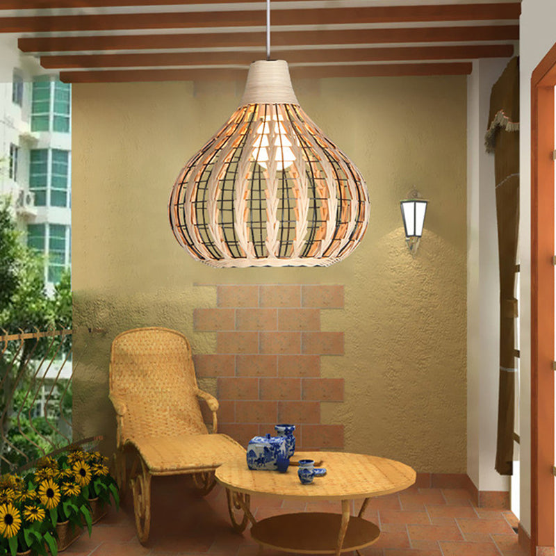 Hand-Woven Rattan Gourd Hanging Pendant Lamp Rustic 1 Light Hanging Fixture for Restaurant Clearhalo 'Ceiling Lights' 'Pendant Lights' 'Pendants' Lighting' 119731