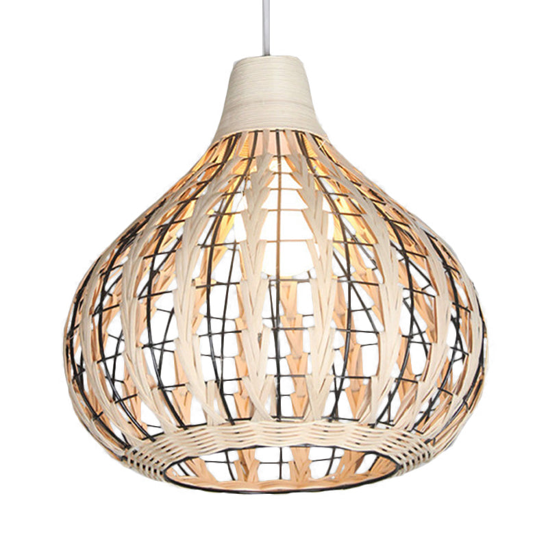 Hand-Woven Rattan Gourd Hanging Pendant Lamp Rustic 1 Light Hanging Fixture for Restaurant Clearhalo 'Ceiling Lights' 'Pendant Lights' 'Pendants' Lighting' 119733