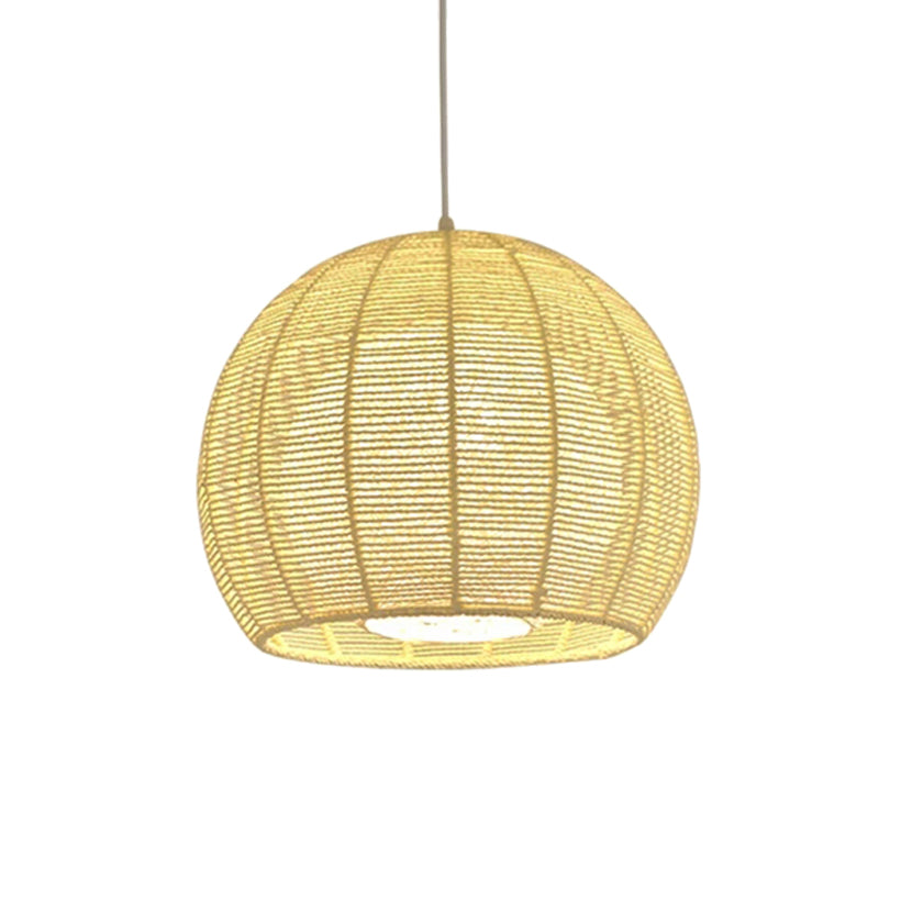 Beige/Flaxen Orb Hanging Light Rustic Rope Shade Single Pendant Lamp over Dining Table Clearhalo 'Ceiling Lights' 'Pendant Lights' 'Pendants' Lighting' 119737