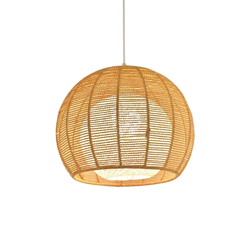 Beige/Flaxen Orb Hanging Light Rustic Rope Shade Single Pendant Lamp over Dining Table Clearhalo 'Ceiling Lights' 'Pendant Lights' 'Pendants' Lighting' 119740