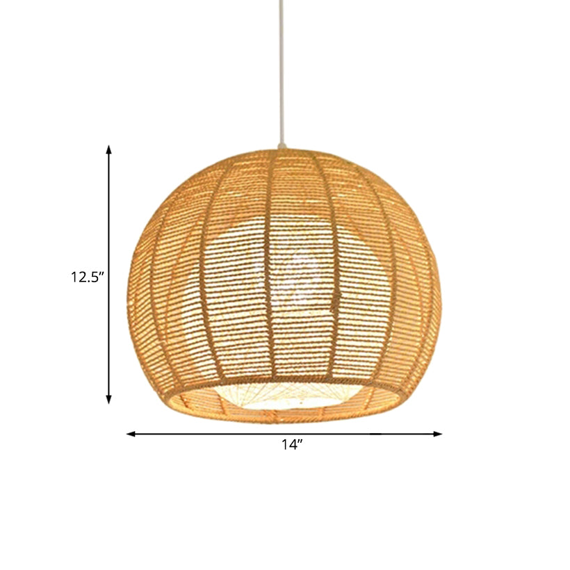 Beige/Flaxen Orb Hanging Light Rustic Rope Shade Single Pendant Lamp over Dining Table Clearhalo 'Ceiling Lights' 'Pendant Lights' 'Pendants' Lighting' 119742