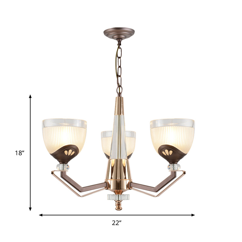 Coffee Bowl Shaped Pendant Chandelier Rural Style Cream Glass 3/6/8/10-Head Living Room Suspension Lighting Clearhalo 'Ceiling Lights' 'Chandeliers' 'Close To Ceiling Lights' 'Glass shade' 'Glass' Lighting' 1197629