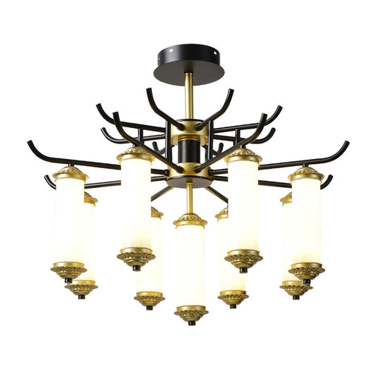 Metal Black-Gold Suspension Pendant Light Starburst-Like Arm 9/11 Lights Rustic Style Ceiling Chandelier Clearhalo 'Ceiling Lights' 'Chandeliers' Lighting' options 1197641