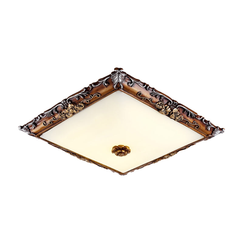 16"/19.5" Width LED Crystal Flush Mount Light Rural Brown Square Shaped Living Room Lighting Fixture Clearhalo 'Ceiling Lights' 'Close To Ceiling Lights' 'Close to ceiling' 'Flush mount' Lighting' 1197649