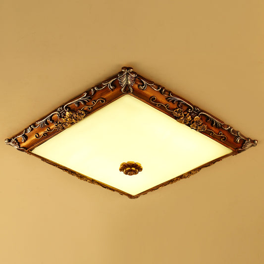 16"/19.5" Width LED Crystal Flush Mount Light Rural Brown Square Shaped Living Room Lighting Fixture Clearhalo 'Ceiling Lights' 'Close To Ceiling Lights' 'Close to ceiling' 'Flush mount' Lighting' 1197650