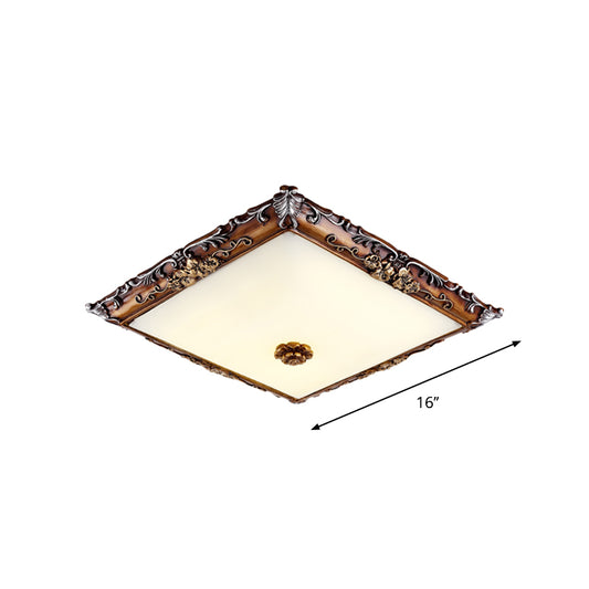 16"/19.5" Width LED Crystal Flush Mount Light Rural Brown Square Shaped Living Room Lighting Fixture Clearhalo 'Ceiling Lights' 'Close To Ceiling Lights' 'Close to ceiling' 'Flush mount' Lighting' 1197651