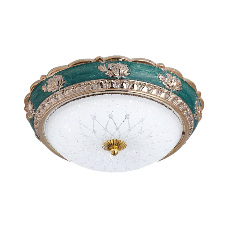 Milky Glass Domed Flushmount Rural Style LED Bedroom Close to Ceiling Lighting in Green, 12"/16"/19.5" W Clearhalo 'Ceiling Lights' 'Close To Ceiling Lights' 'Close to ceiling' 'Flush mount' Lighting' 1197661