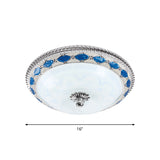 LED Faceted Glass Flushmount Lighting Rustic Blue Dome Bedroom Light Fixture with Harlequin Crystal Accent, 12"/16"/19.5" Wide Clearhalo 'Ceiling Lights' 'Close To Ceiling Lights' 'Close to ceiling' 'Flush mount' Lighting' 1197674