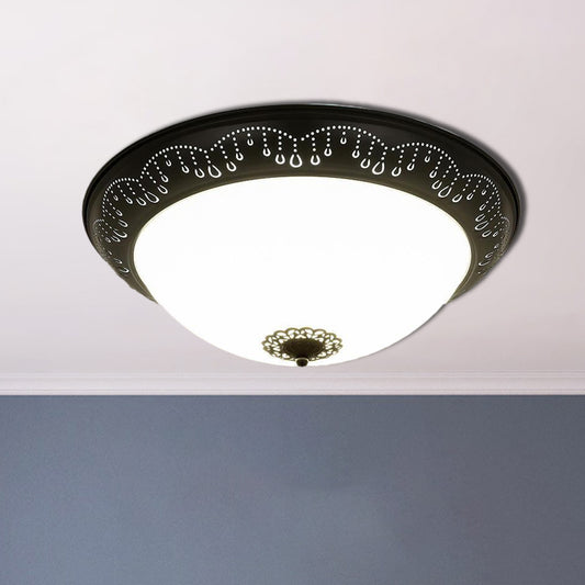 Black LED Light Fixture Ceiling Countryside Beveled Crystal Dome Shaped Flush Mount Light Black Clearhalo 'Ceiling Lights' 'Close To Ceiling Lights' 'Close to ceiling' 'Flush mount' Lighting' 1197677