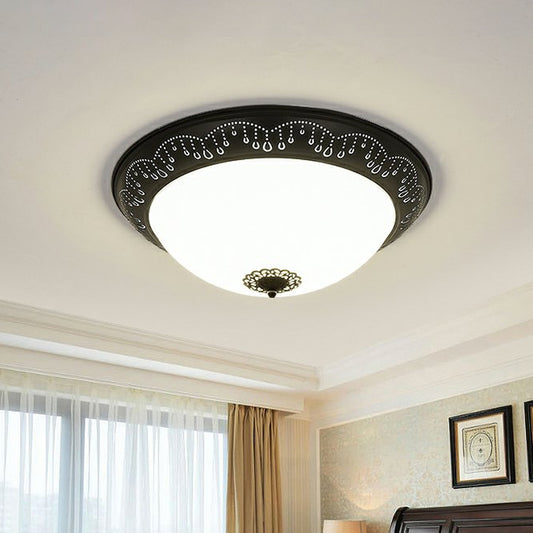 Black LED Light Fixture Ceiling Countryside Beveled Crystal Dome Shaped Flush Mount Light Clearhalo 'Ceiling Lights' 'Close To Ceiling Lights' 'Close to ceiling' 'Flush mount' Lighting' 1197678