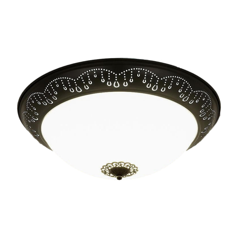 Black LED Light Fixture Ceiling Countryside Beveled Crystal Dome Shaped Flush Mount Light Clearhalo 'Ceiling Lights' 'Close To Ceiling Lights' 'Close to ceiling' 'Flush mount' Lighting' 1197679