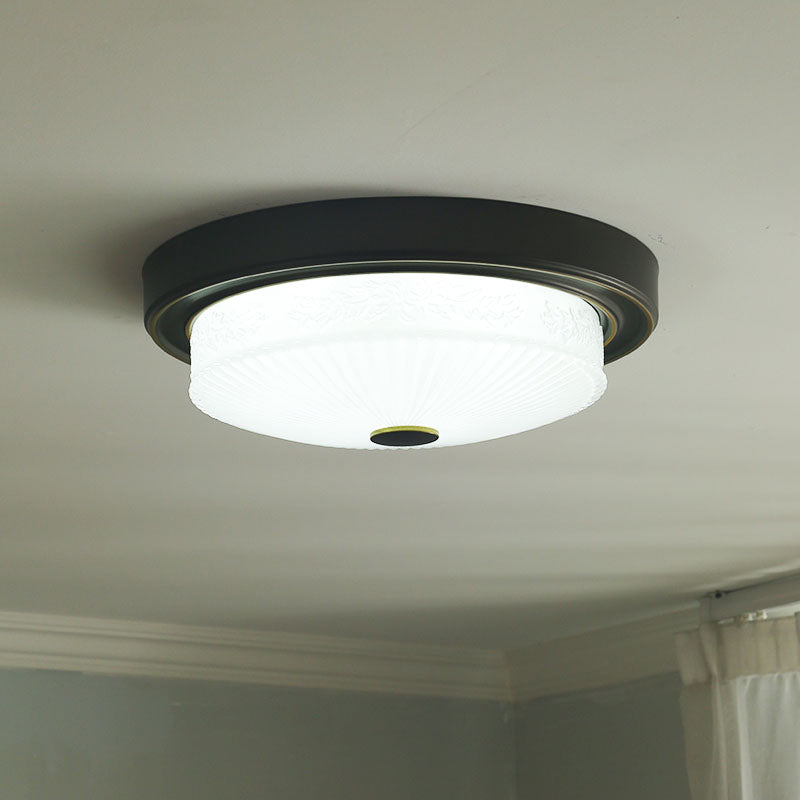 Rural Circular Ceiling Light LED Crystal Flush Mount Recessed Lighting in Black for Bedroom Black Clearhalo 'Ceiling Lights' 'Close To Ceiling Lights' 'Close to ceiling' 'Flush mount' Lighting' 1197681