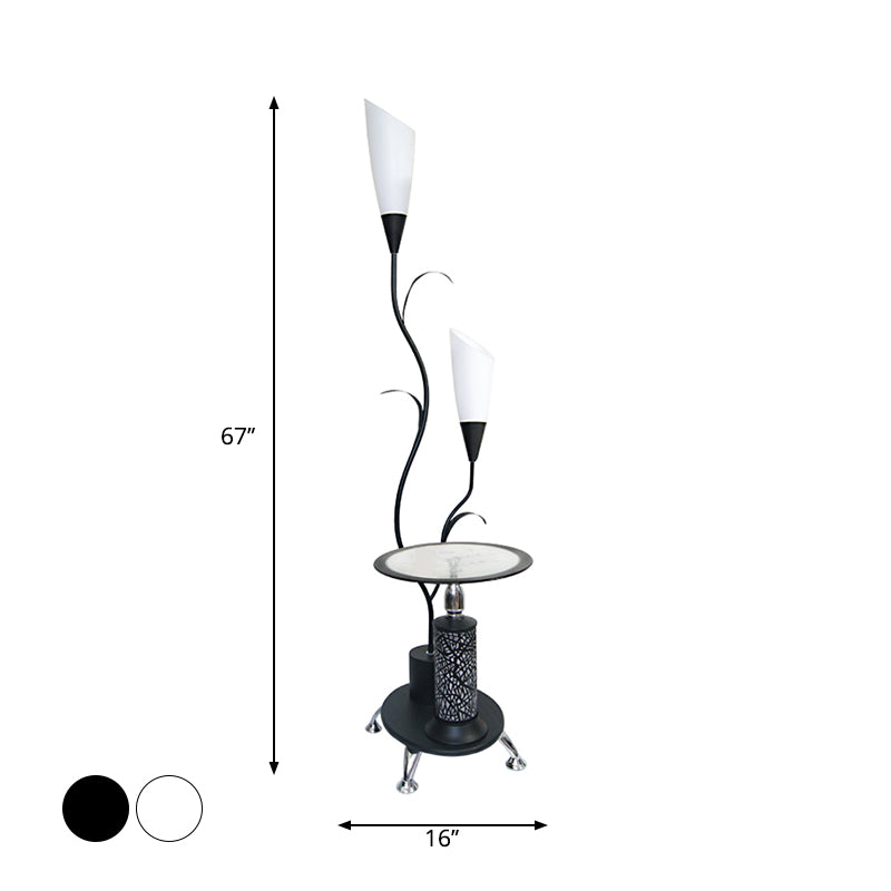 Branch Shaped Standing Lamp Countryside 2 Bulbs Metallic Floor Light in White/Black for Guest Room Clearhalo 'Floor Lamps' 'Lamps' Lighting' 1197728