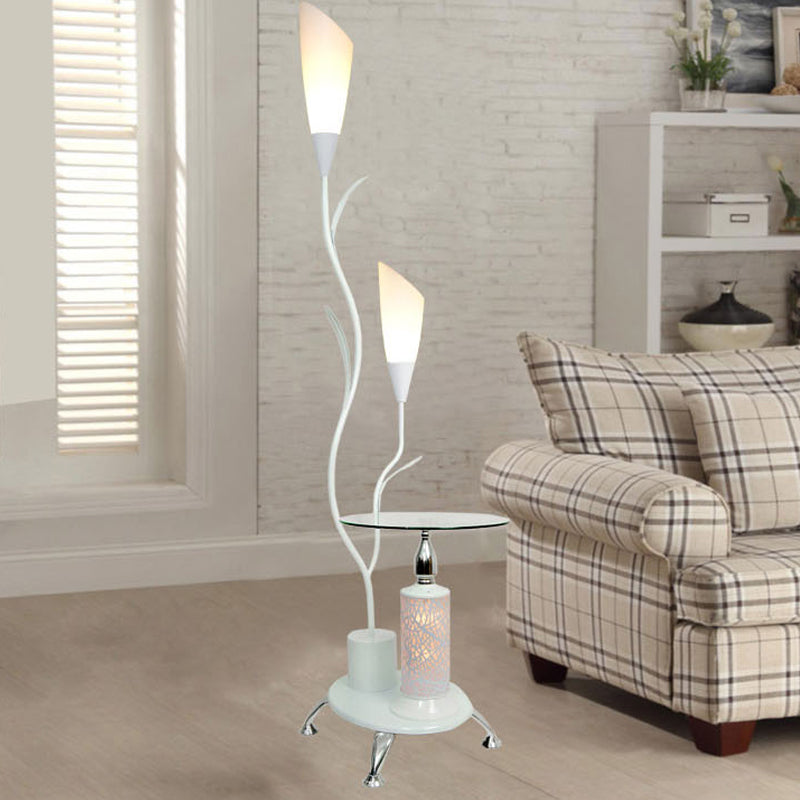 Branch Shaped Standing Lamp Countryside 2 Bulbs Metallic Floor Light in White/Black for Guest Room White Clearhalo 'Floor Lamps' 'Lamps' Lighting' 1197729