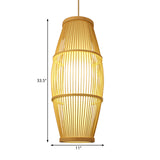 Asian Ellipse Shade Hanging Light for Restaurant Hand Made Bamboo Suspension Light in Beige Clearhalo 'Ceiling Lights' 'Pendant Lights' 'Pendants' Lighting' 119776