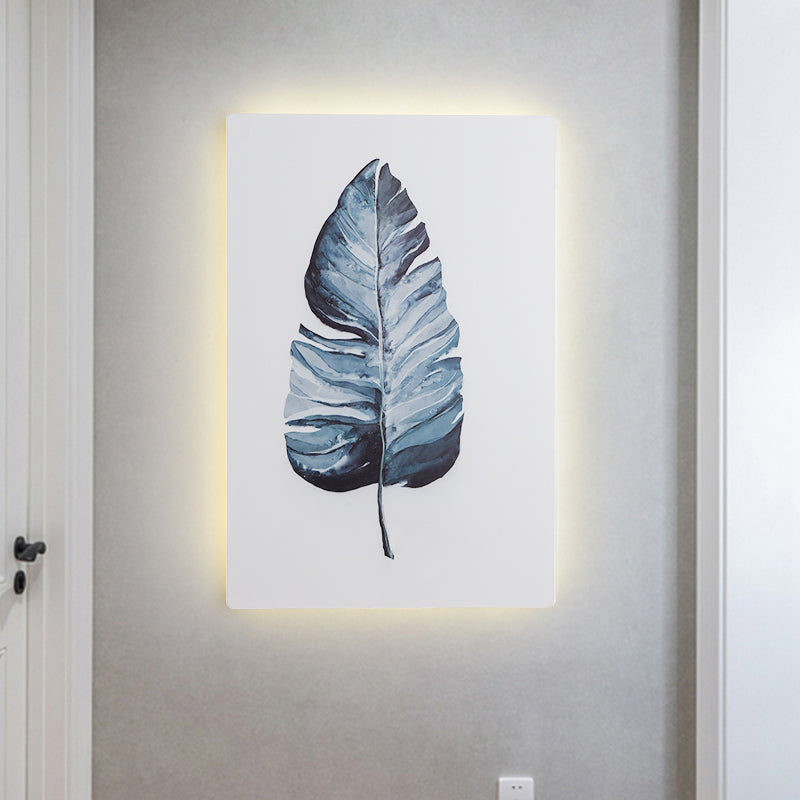 White Rectangle Banana Leaf Mural Lamp Nordic Style LED Acrylic Wall Mounted Light Fixture White B Clearhalo 'Modern wall lights' 'Modern' 'Wall Lamps & Sconces' 'Wall Lights' Lighting' 1198074