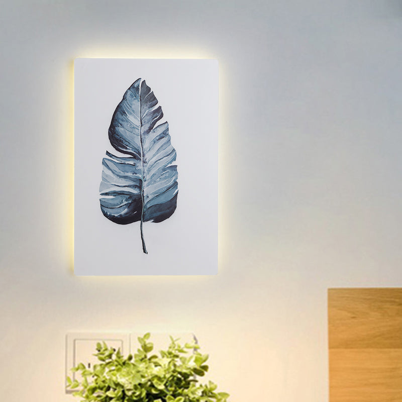 White Rectangle Banana Leaf Mural Lamp Nordic Style LED Acrylic Wall Mounted Light Fixture Clearhalo 'Modern wall lights' 'Modern' 'Wall Lamps & Sconces' 'Wall Lights' Lighting' 1198075