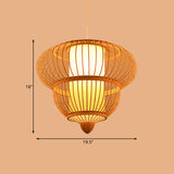 Beige Lantern Hanging Pendant for Restaurant Asian Bamboo Single Head Hanging Light, 16"/19.5" Diameter Clearhalo 'Ceiling Lights' 'Pendant Lights' 'Pendants' Lighting' 119810