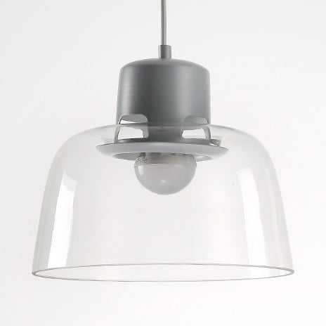 Grey/Blue/Green Bowl Pendant Light Post Modern 1 Light Clear Glass Ceiling Pendant Lamp Fixture Grey Clearhalo 'Ceiling Lights' 'Glass shade' 'Glass' 'Modern Pendants' 'Modern' 'Pendant Lights' 'Pendants' Lighting' 119893