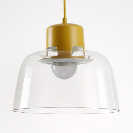 Grey/Blue/Green Bowl Pendant Light Post Modern 1 Light Clear Glass Ceiling Pendant Lamp Fixture Yellow Clearhalo 'Ceiling Lights' 'Glass shade' 'Glass' 'Modern Pendants' 'Modern' 'Pendant Lights' 'Pendants' Lighting' 119894