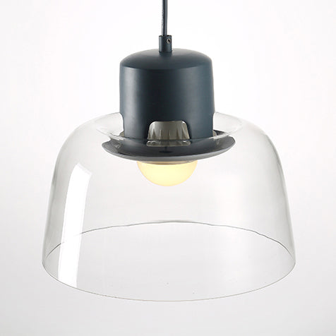 Grey/Blue/Green Bowl Pendant Light Post Modern 1 Light Clear Glass Ceiling Pendant Lamp Fixture Blue Clearhalo 'Ceiling Lights' 'Glass shade' 'Glass' 'Modern Pendants' 'Modern' 'Pendant Lights' 'Pendants' Lighting' 119895