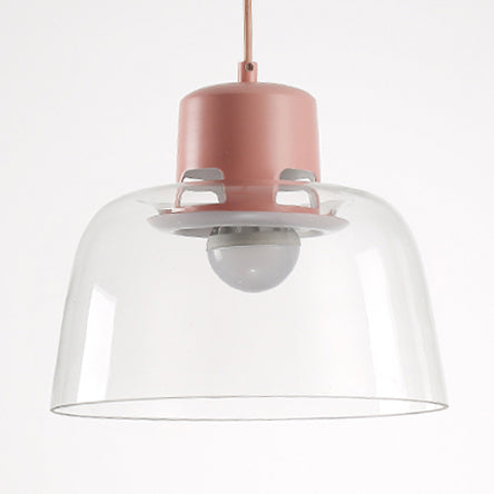 Grey/Blue/Green Bowl Pendant Light Post Modern 1 Light Clear Glass Ceiling Pendant Lamp Fixture Pink Clearhalo 'Ceiling Lights' 'Glass shade' 'Glass' 'Modern Pendants' 'Modern' 'Pendant Lights' 'Pendants' Lighting' 119897