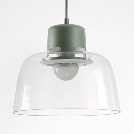 Grey/Blue/Green Bowl Pendant Light Post Modern 1 Light Clear Glass Ceiling Pendant Lamp Fixture Green Clearhalo 'Ceiling Lights' 'Glass shade' 'Glass' 'Modern Pendants' 'Modern' 'Pendant Lights' 'Pendants' Lighting' 119898